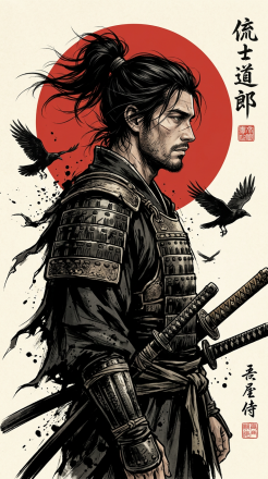 Ilustração do samurai errante