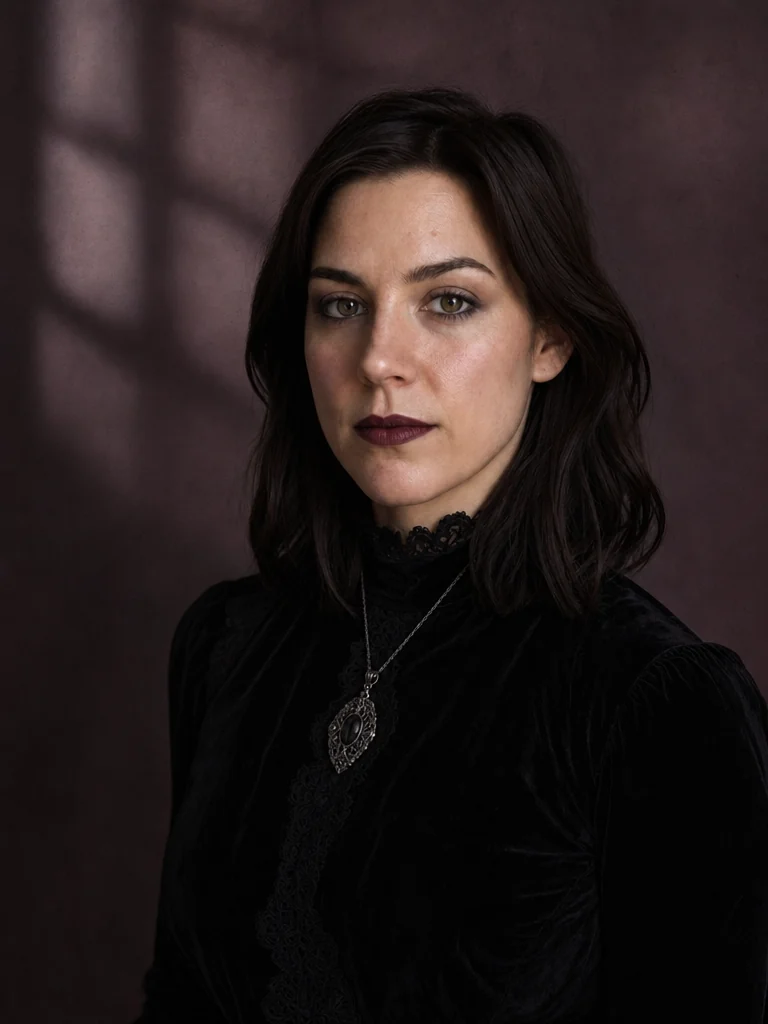 Before and after romantic goth portrait transformation