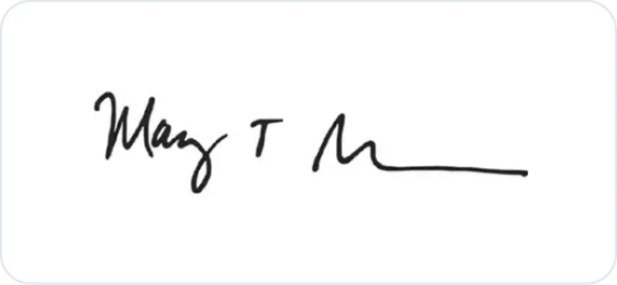 Mary Barra historical signature reference