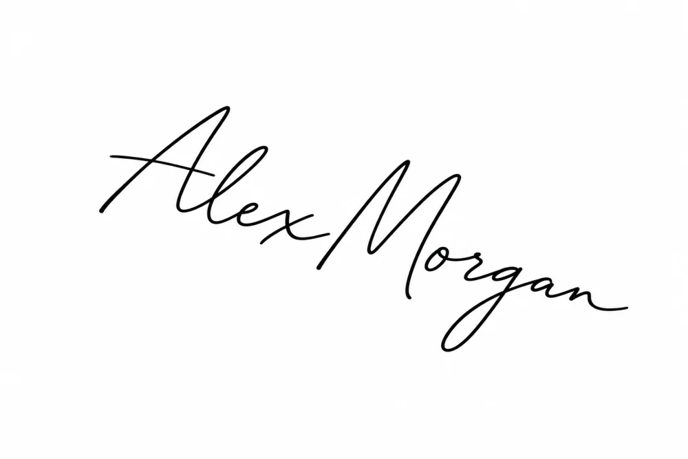 Alex Morgan rendered in the Downward Baseline signature style