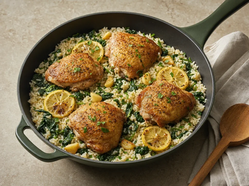 Lemon chicken rice skillet