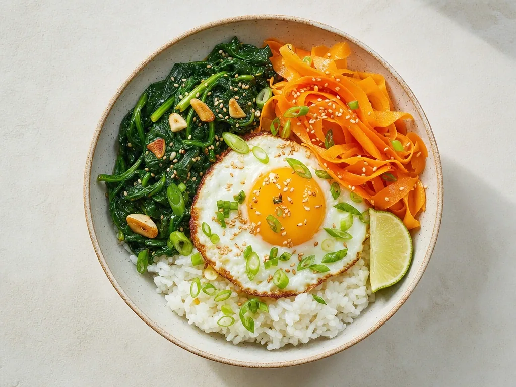 Garlic spinach rice bowl