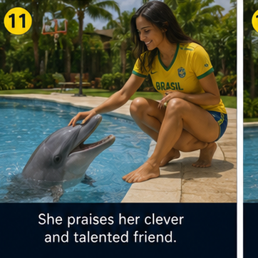A Brazilian model playing Basketball with her Dolphin at the Poolside ⛹️‍♀️🏀🐬