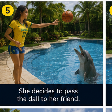 A Brazilian model playing Basketball with her Dolphin at the Poolside ⛹️‍♀️🏀🐬