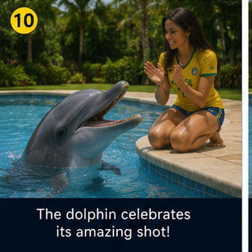 A Brazilian model playing Basketball with her Dolphin at the Poolside ⛹️‍♀️🏀🐬