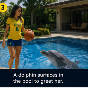 A Brazilian model playing Basketball with her Dolphin at the Poolside ⛹️‍♀️🏀🐬