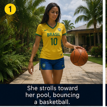 A Brazilian model playing Basketball with her Dolphin at the Poolside ⛹️‍♀️🏀🐬