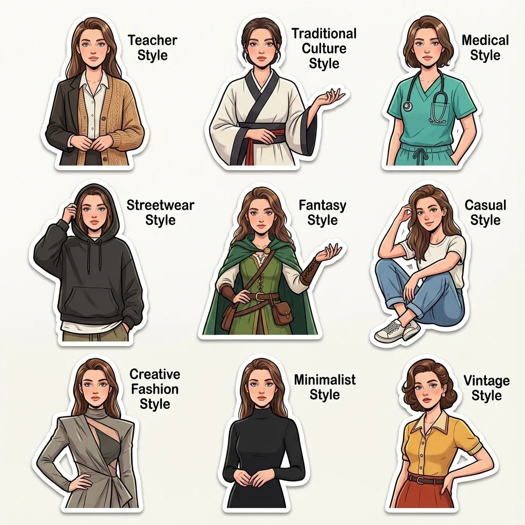 Cartela de Adesivos de Moda (3x3)