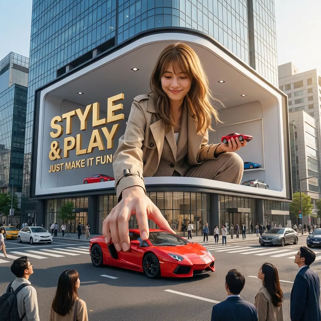 3Dアナモルフィック広告風