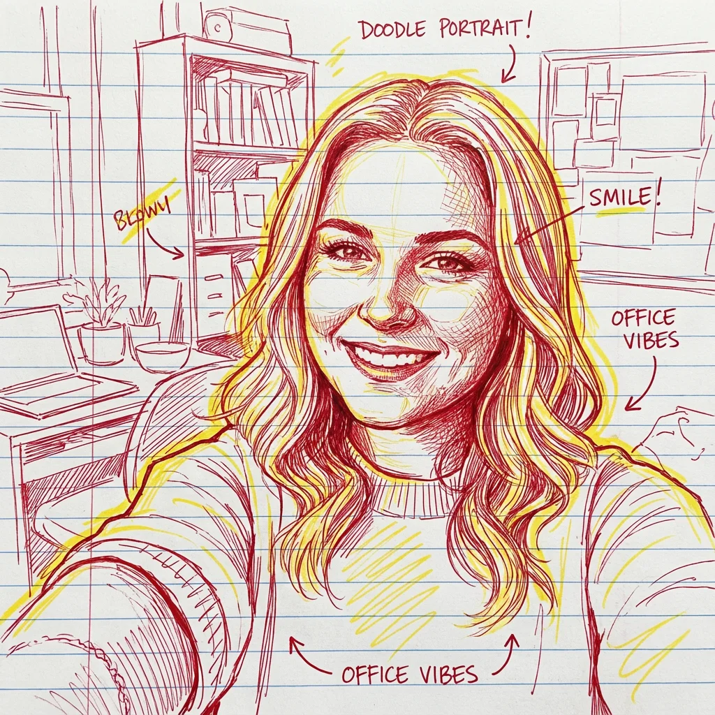 Rød & Gul Doodle-portræt