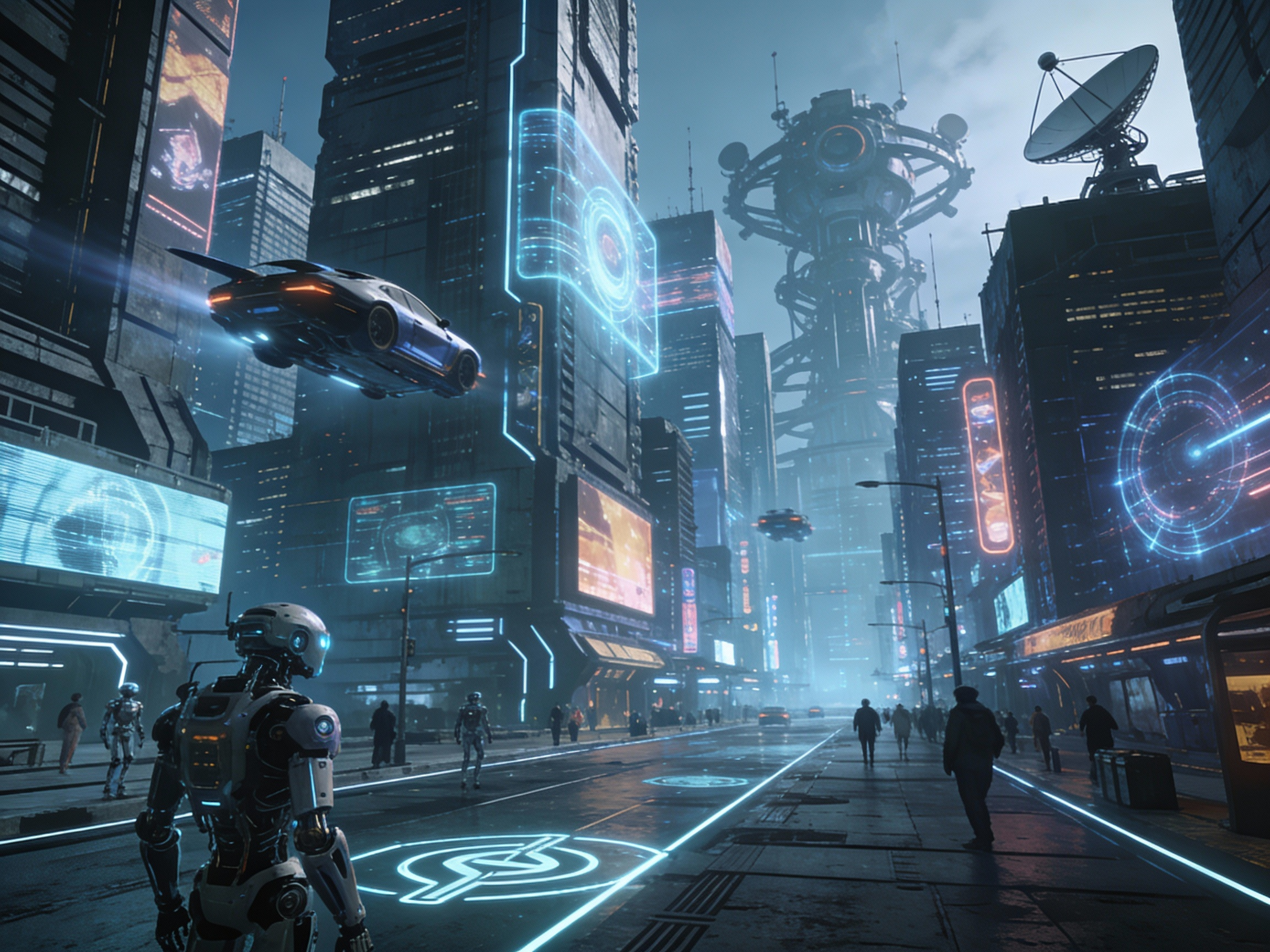 AI generated image using SEEDREAM_4_5: Cyber City, Future Tech City