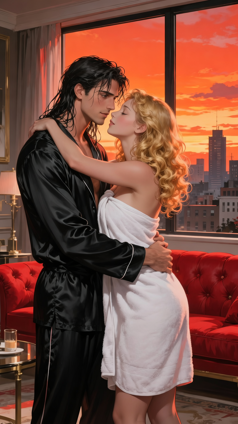 AI generated image using WAN_2_5: This is an illustration with a romantic atmosphere, centered around a young coup...