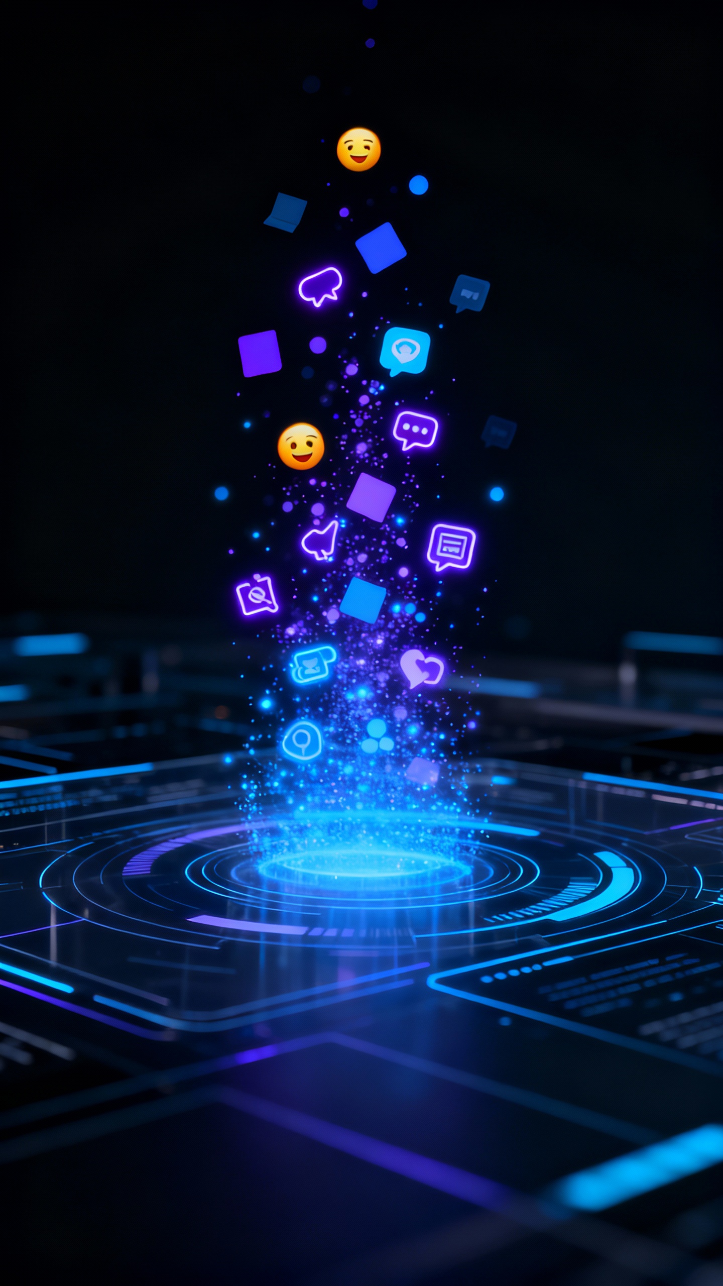 AI generated image using SEEDREAM_4: An abstract world of data particles, representing users' social information. Emo...