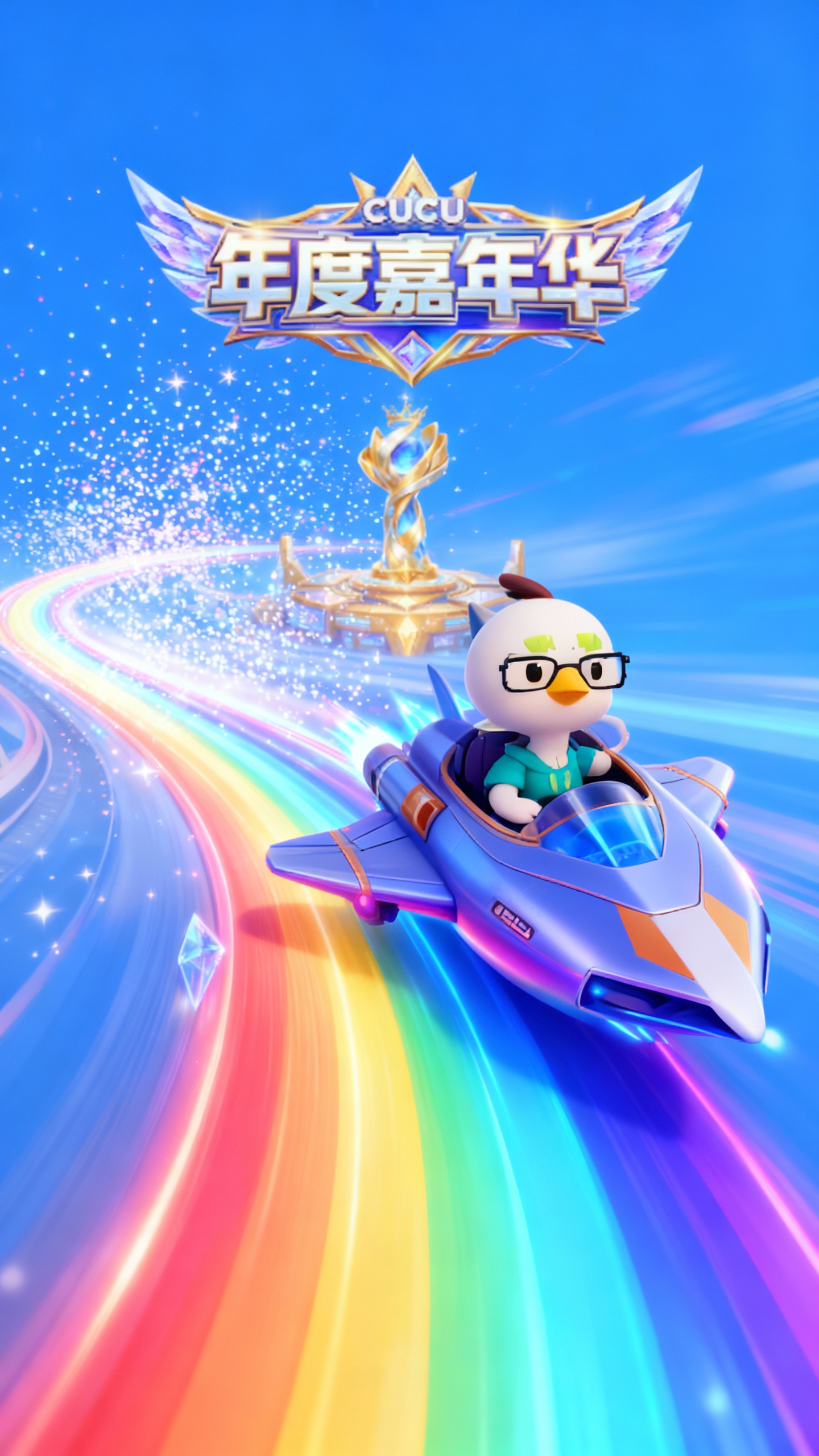 AI generated image using SEEDREAM: 3D anime style, close-up, side-rotating perspective. A chibi-style white bird pi...