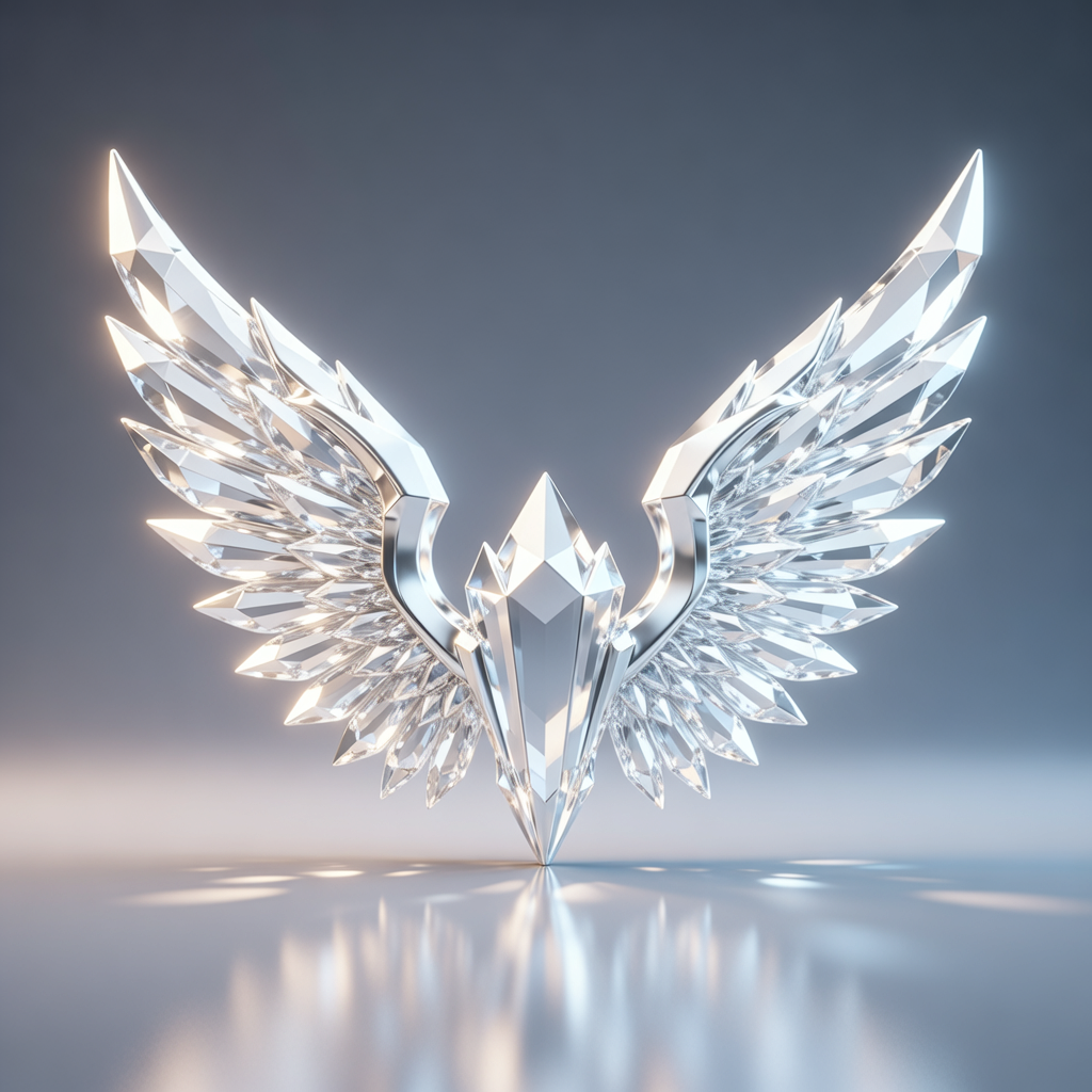 AI generated image using WAN_2_5: A metallic crystal style white wing, the entire scene with soft lighting effects...