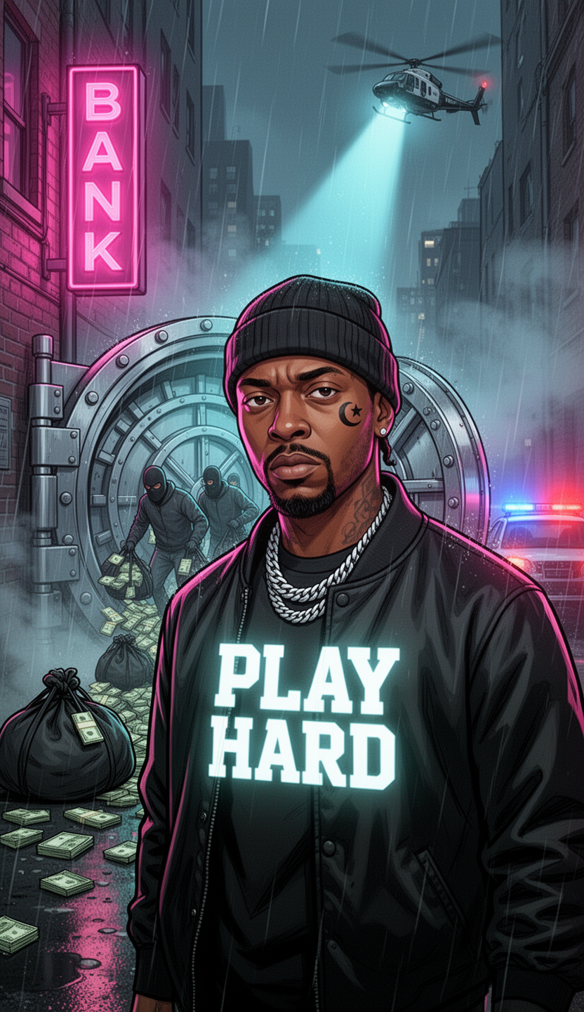 AI generated image using WERYAI_IMAGE_2_0: Subject: Intense African American male lead with a crescent moon and star facial...