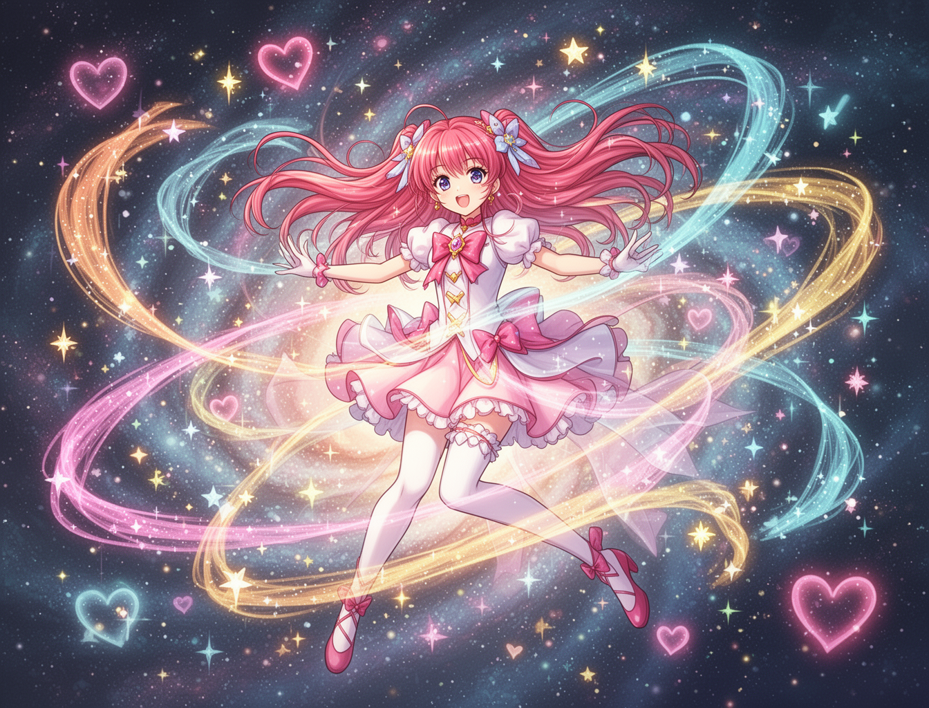 AI generated image using WERYAI_IMAGE_2_0: (masterpiece, best quality), mahou shoujo style. A magical girl in the middle of...