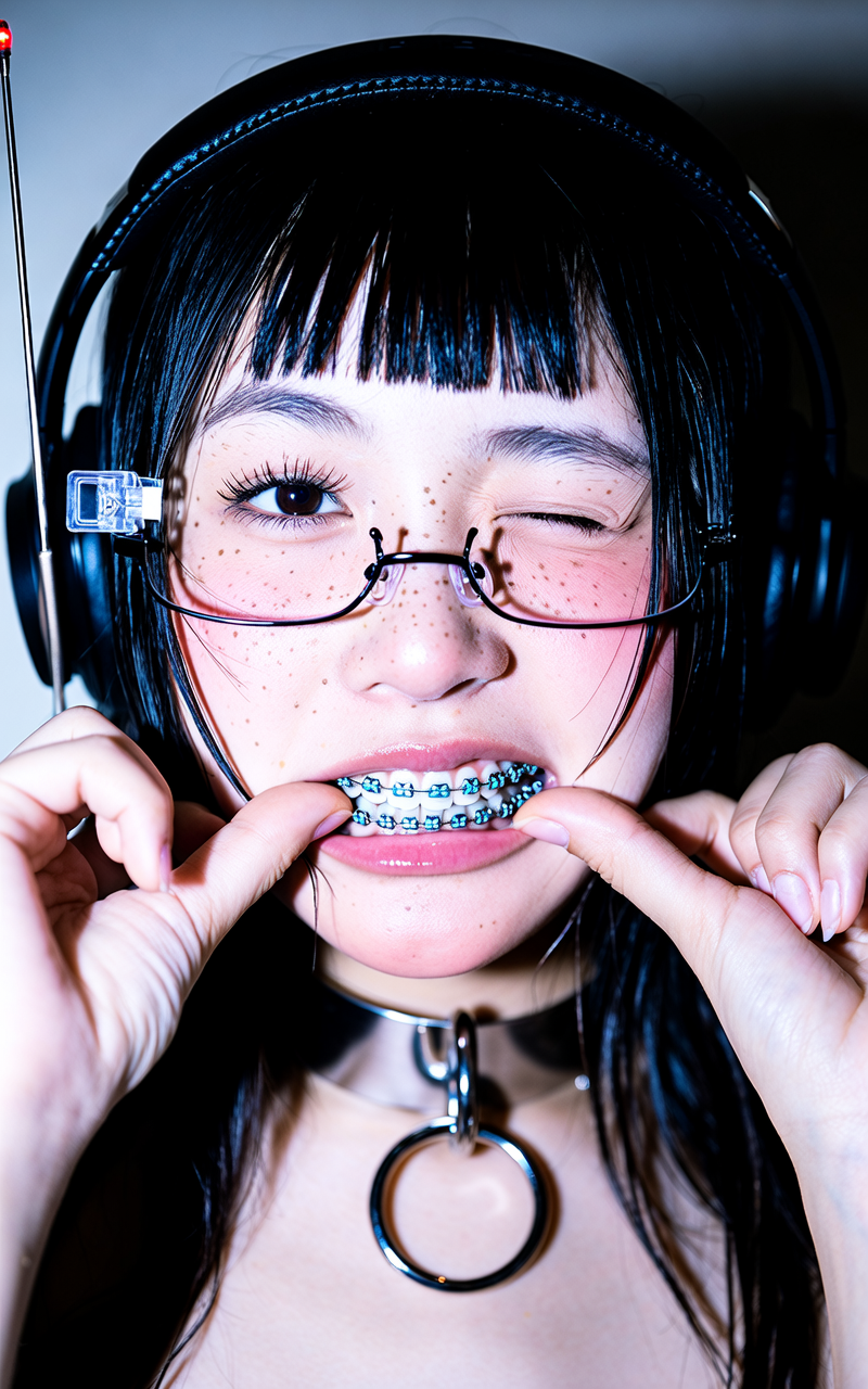 AI generated image using WAN_2_6: A close-up shot of a young girl winking and biting her lip directly at the camer...