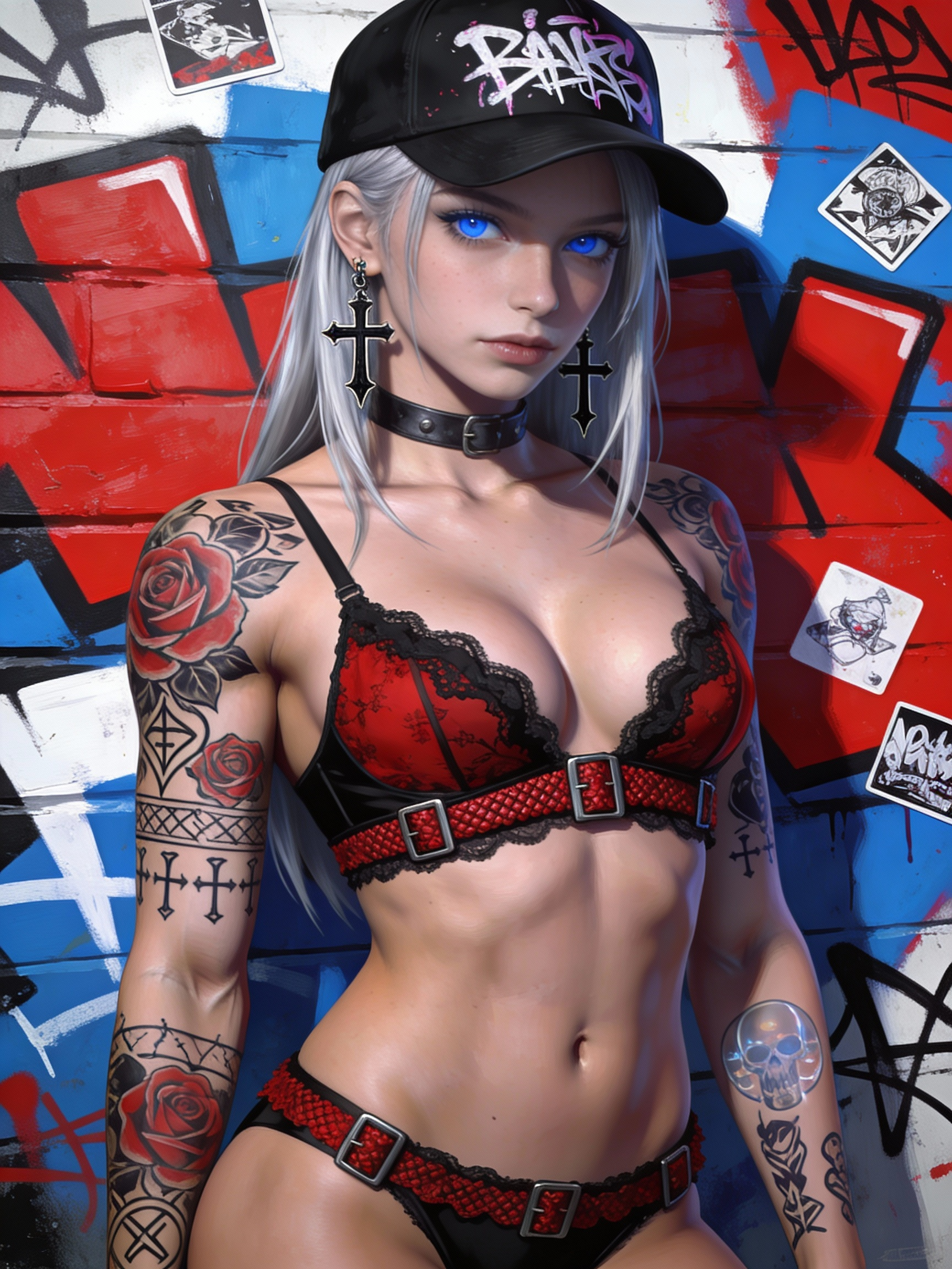 AI generated image using SEEDREAM_4_5: Subject: A silver-haired, blue-eyed young woman with a confident and cold expres...