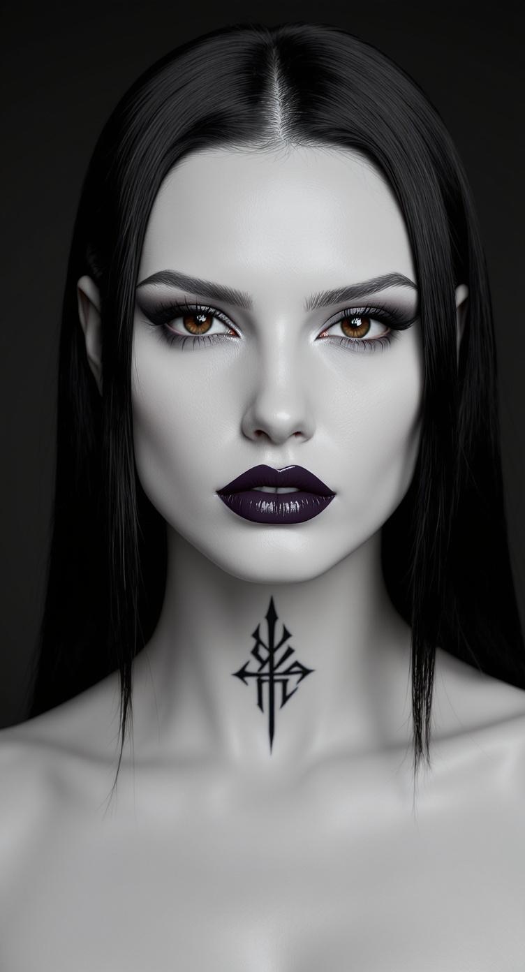 AI generated image using FLUX: Ultra-realistic portrait of a single consistent AI woman named Vera Nox, age 21+...