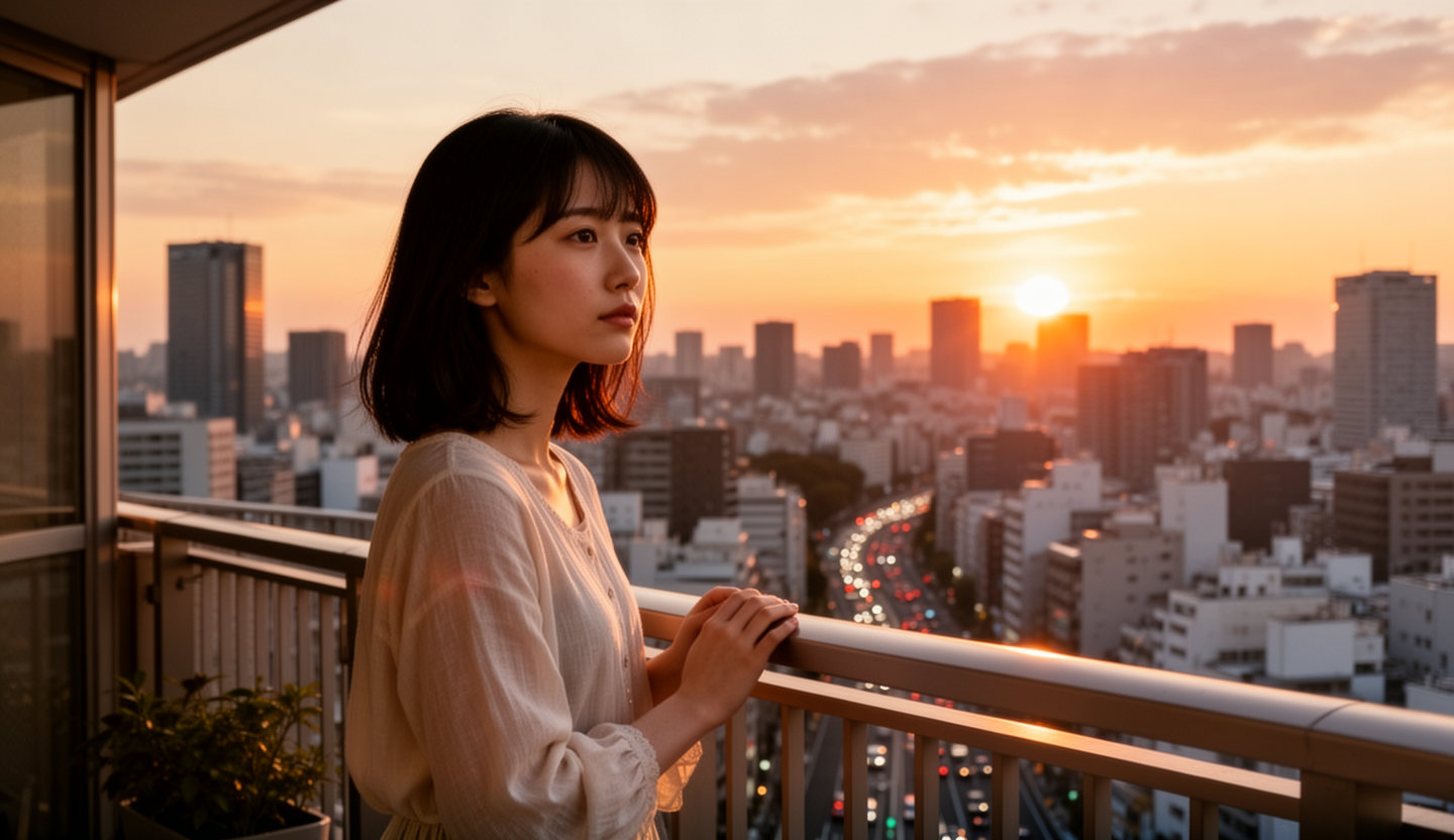 AI generated image using WERYAI_IMAGE_2_0: Cinematic medium shot realistic photography, a 20-year-old Japanese woman on a T...