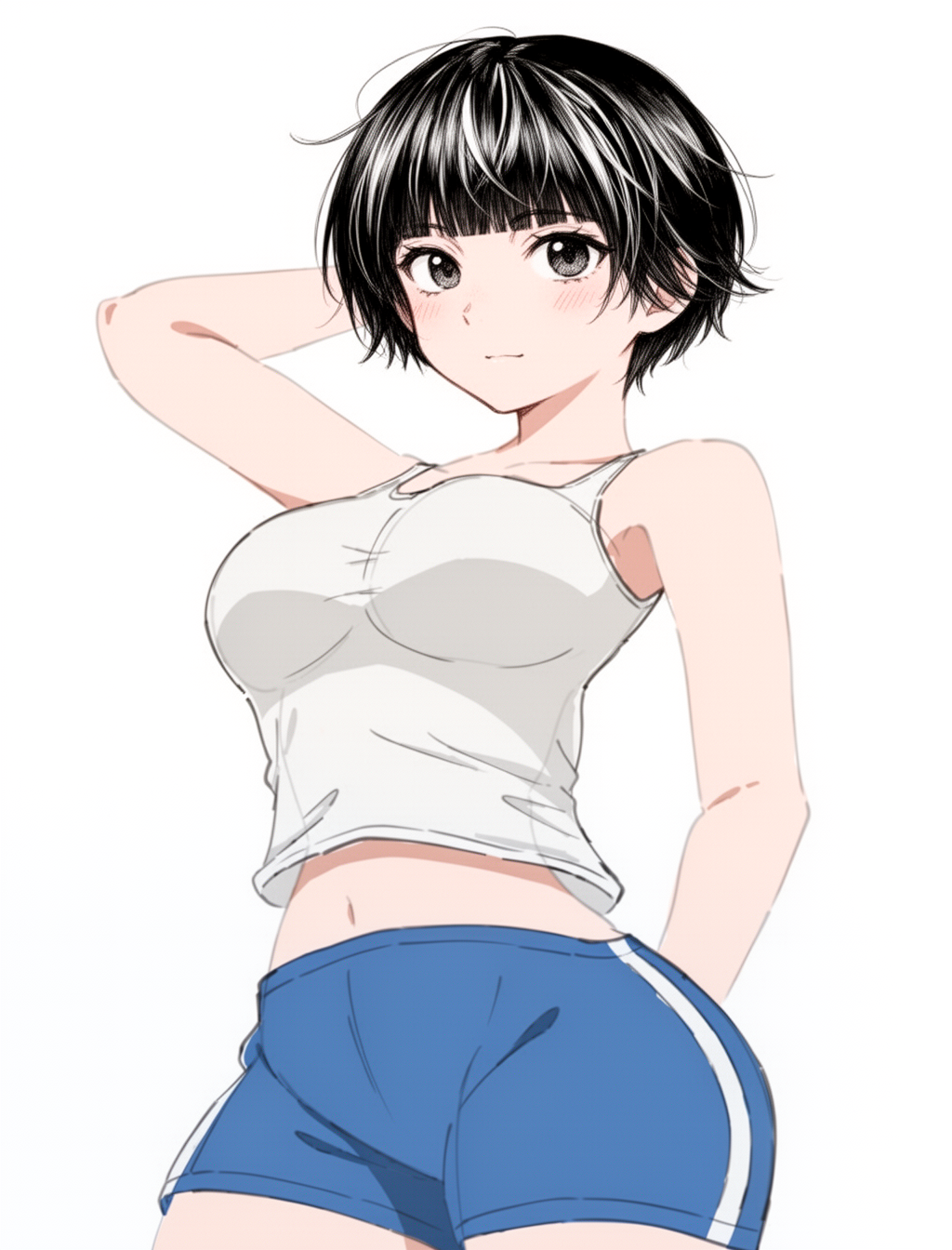 AI generated image using WERYAI_IMAGE_2_0: Please change the hairstyle and facial expression of the character in this image...