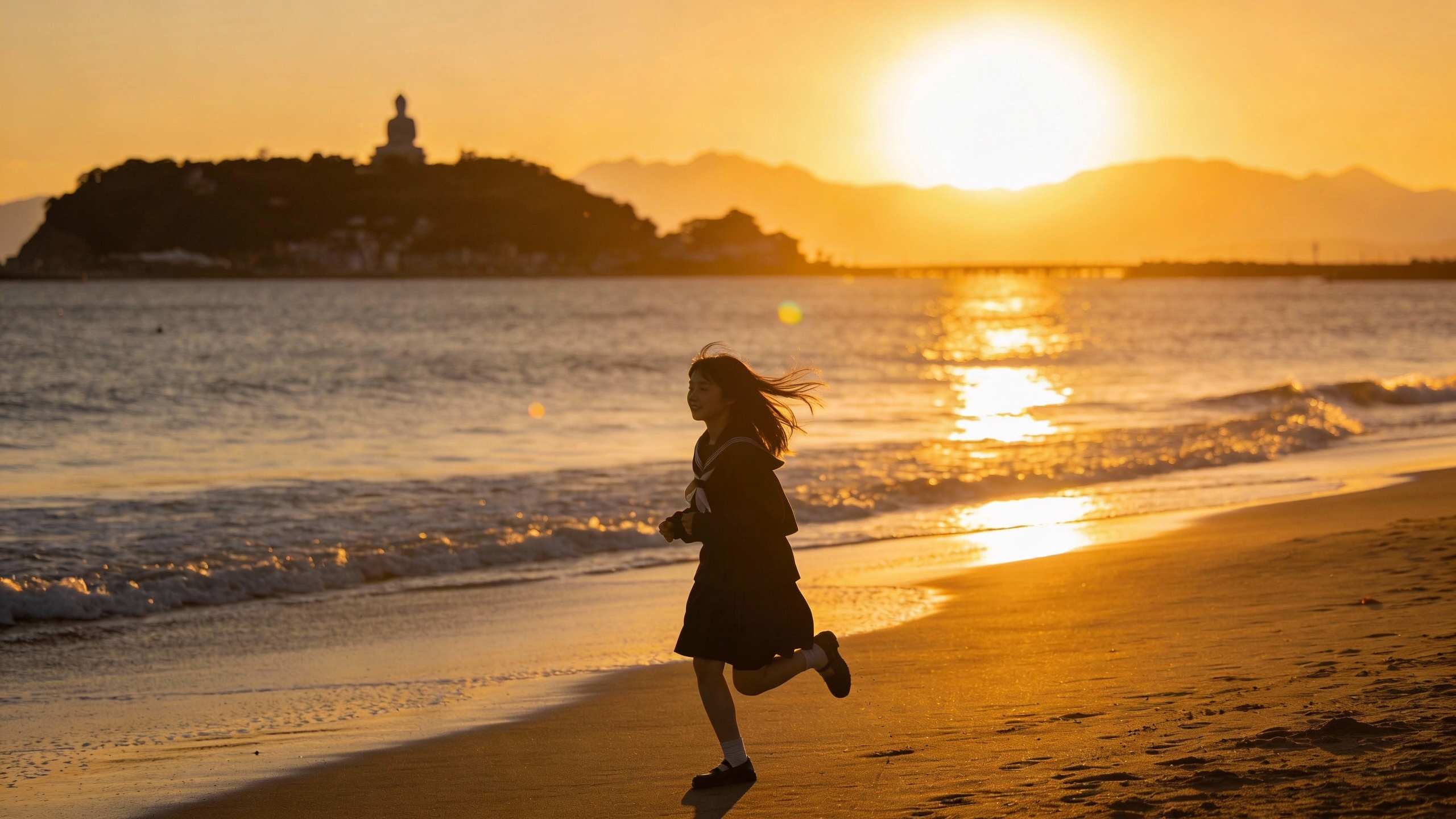 AI generated image using SEEDREAM_4_5: Yuigahama Beach in Kamakura, Kanagawa Prefecture. This is one of Japan's most fa...
