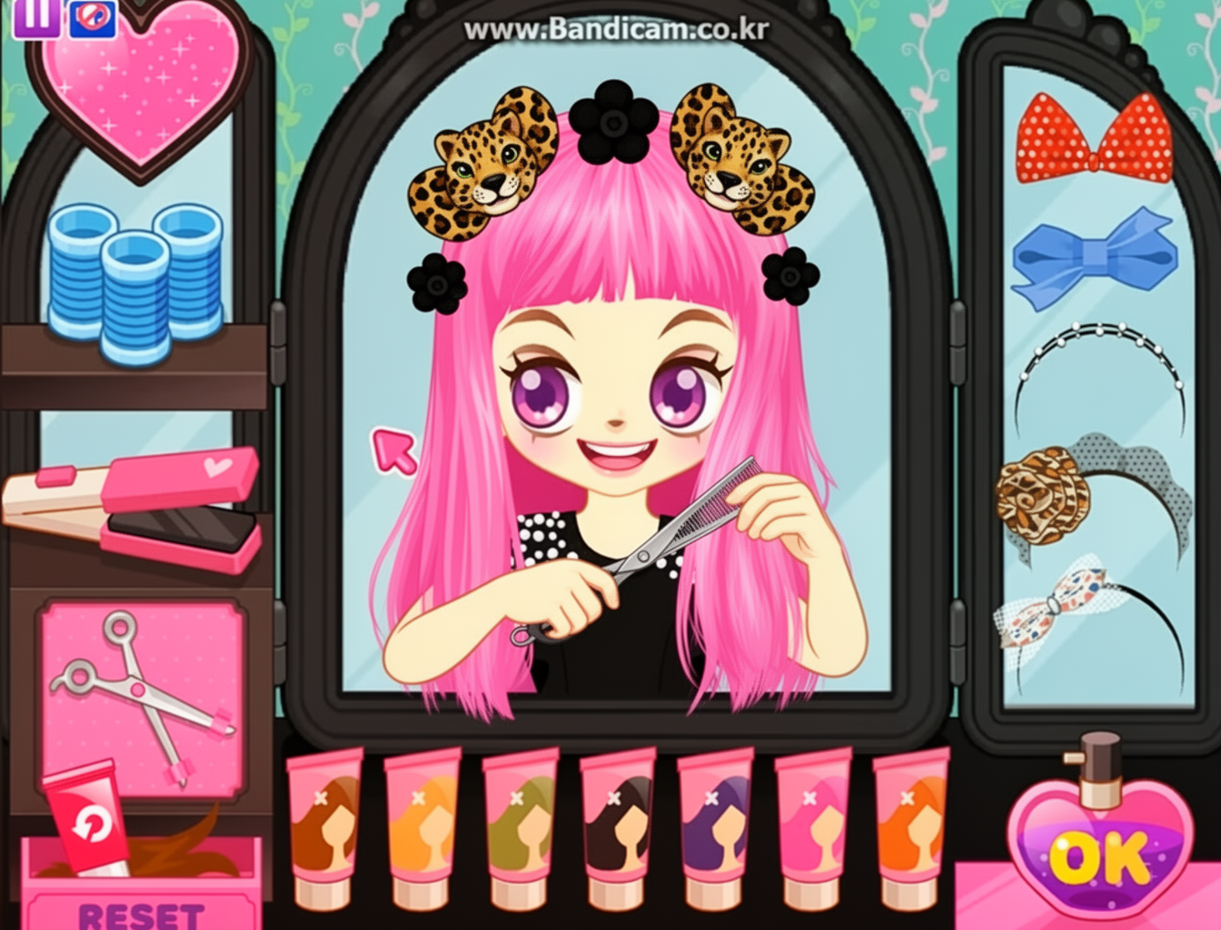 AI generated image using WERYAI_IMAGE_2_0: Judy is now a hairdresser. She is cutting medium-length hair and coloring it pin...