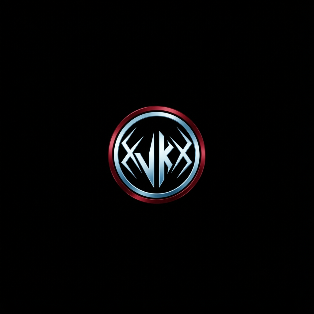 AI generated image using WAN_2_6: Shift the white symbol to a cold ice-white with a faint steel-blue tint. The red...