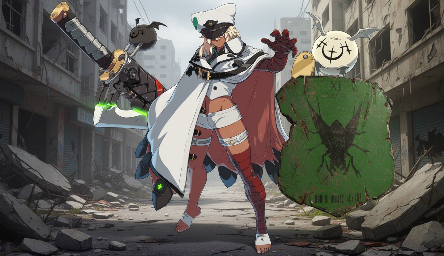 AI generated image using WERYAI_IMAGE_2_0: Generate a thumbnail for GGST ranked match streaming. Ensure the character's art...