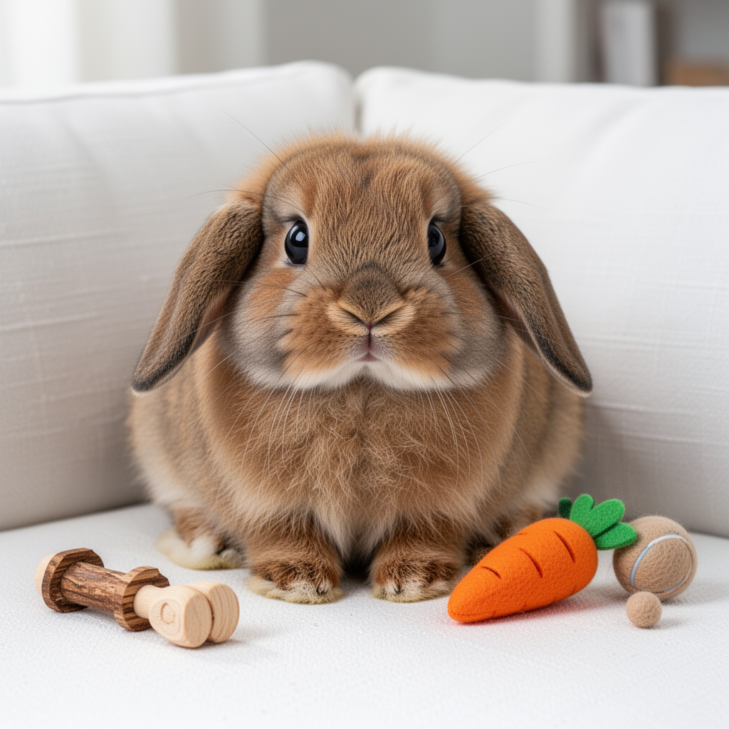 AI generated image using WERYAI_IMAGE_2_0: A cute, fluffy lop-eared rabbit with glossy(brown-yellow) fur, sitting on a whit...