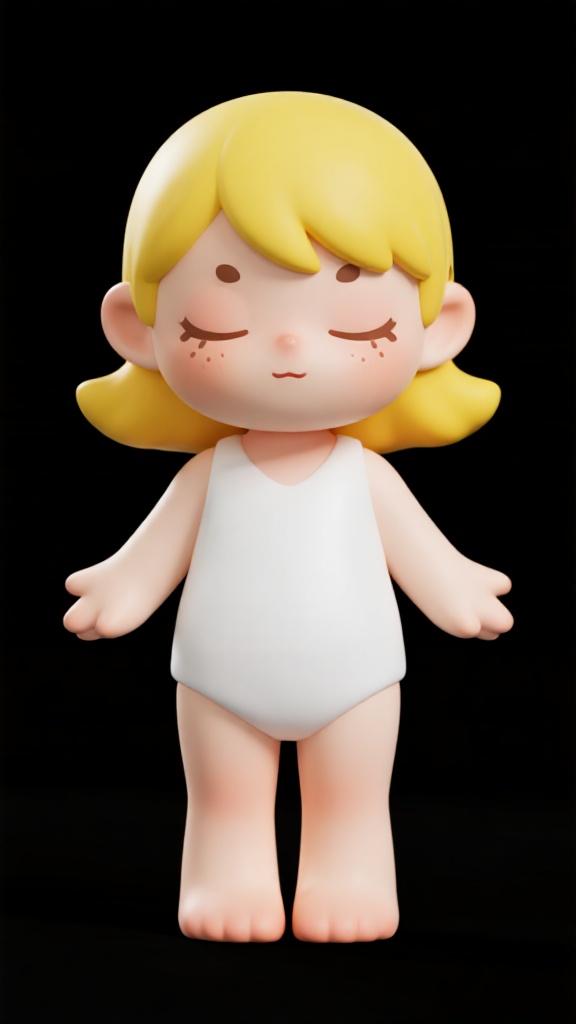 AI generated image using DREAMINA: Pop Mart style girl blind box figure, 3D rendering, Chibi proportions (1:2 head-...