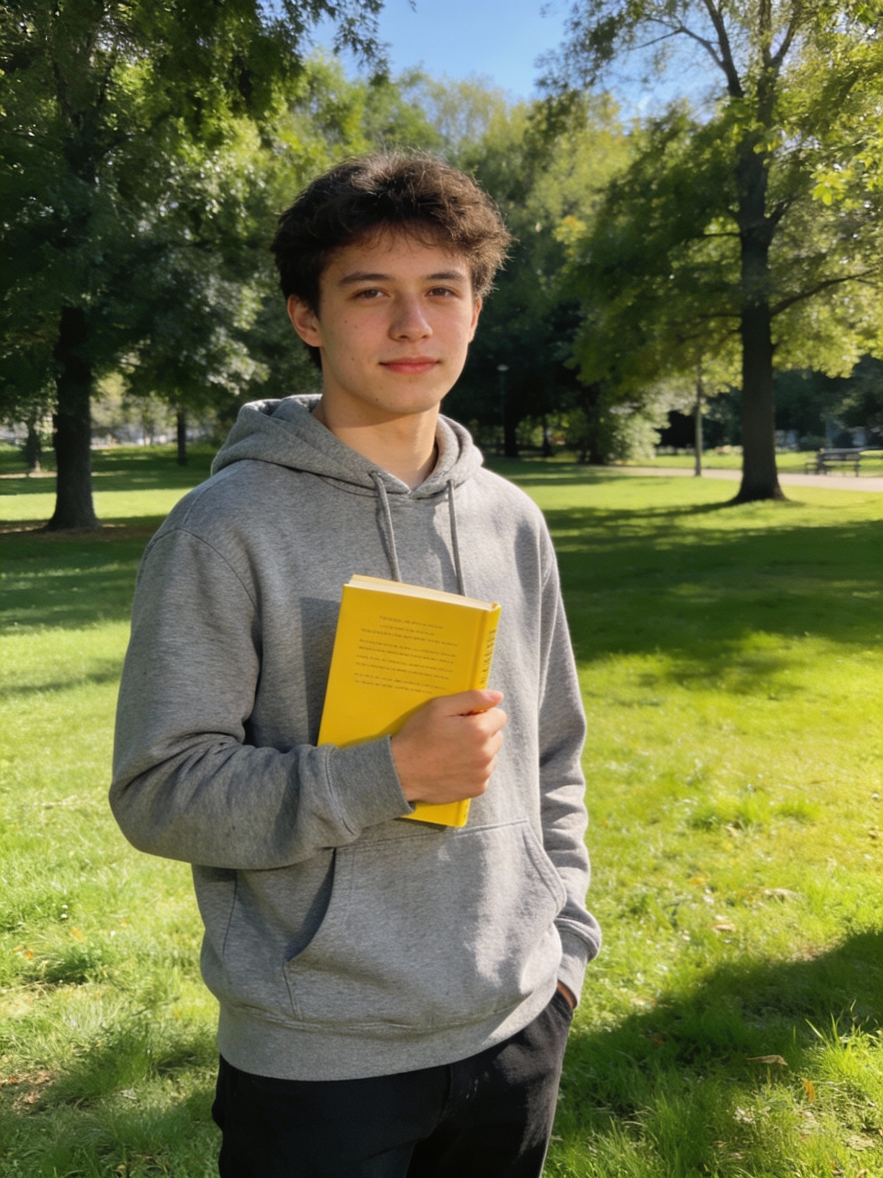 AI generated image using SEEDREAM_4_5: In the first image you generated, keep the person's size and the background the ...