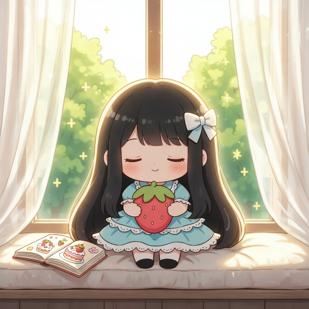 AI generated image using WAN_2_6: Healing-style chibi soft and cute hand-drawn cartoon illustration, 3-head body p...