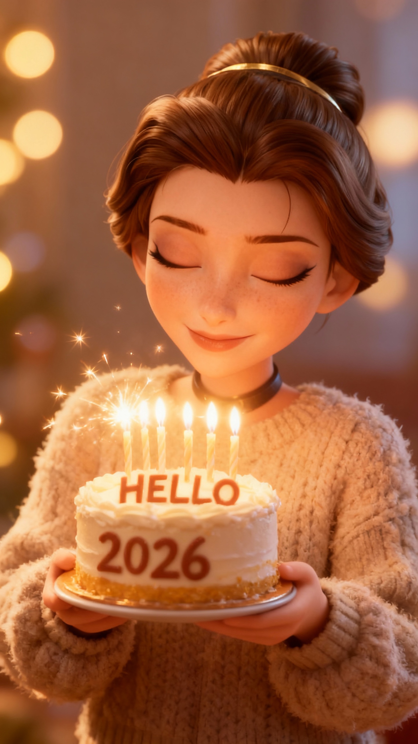 AI generated image using SEEDREAM: Using the character from the reference image, generate a close-up, heartwarming ...