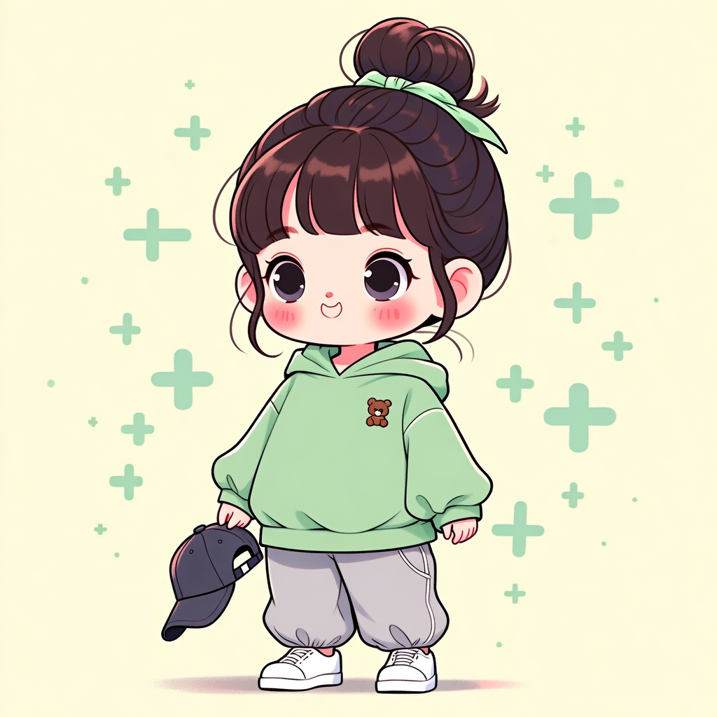 AI generated image using WAN_2_6: Healing-style chibi soft and cute hand-drawn cartoon illustration, 2-head body r...