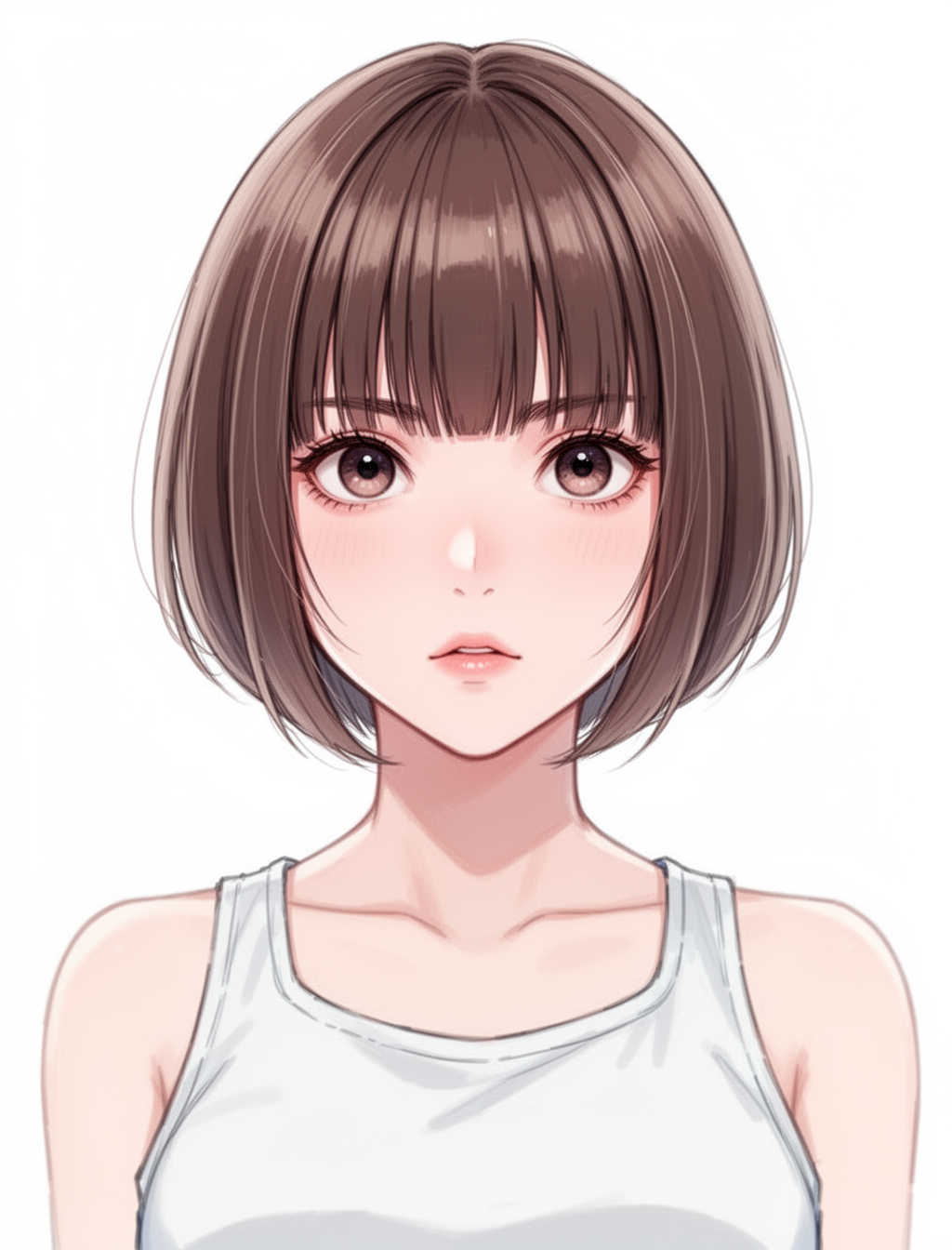 AI generated image using WERYAI_IMAGE_2_0: Create an expression staring this way.
Give them a bob-style haircut with blunt ...