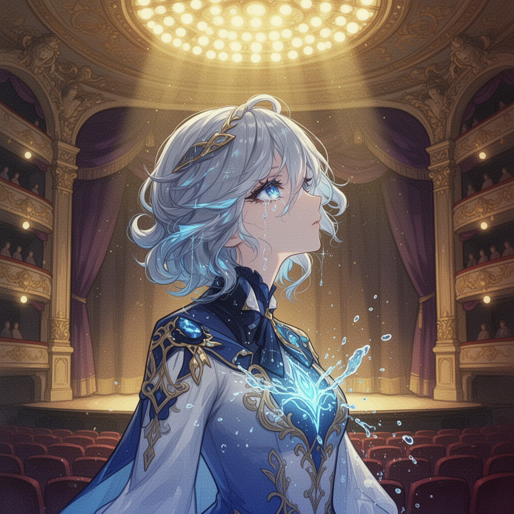 AI generated image using WERYAI_IMAGE_2_0: Generate based on this image: Furina from Genshin Impact in her true Hydro Archo...