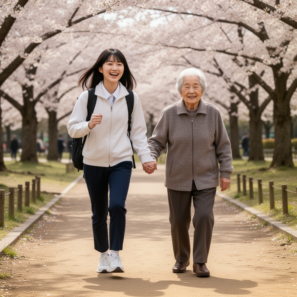 AI generated image using WERYAI_IMAGE_2_0: #Japan in March #1 PM #One energetic Japanese female college student and one ene...