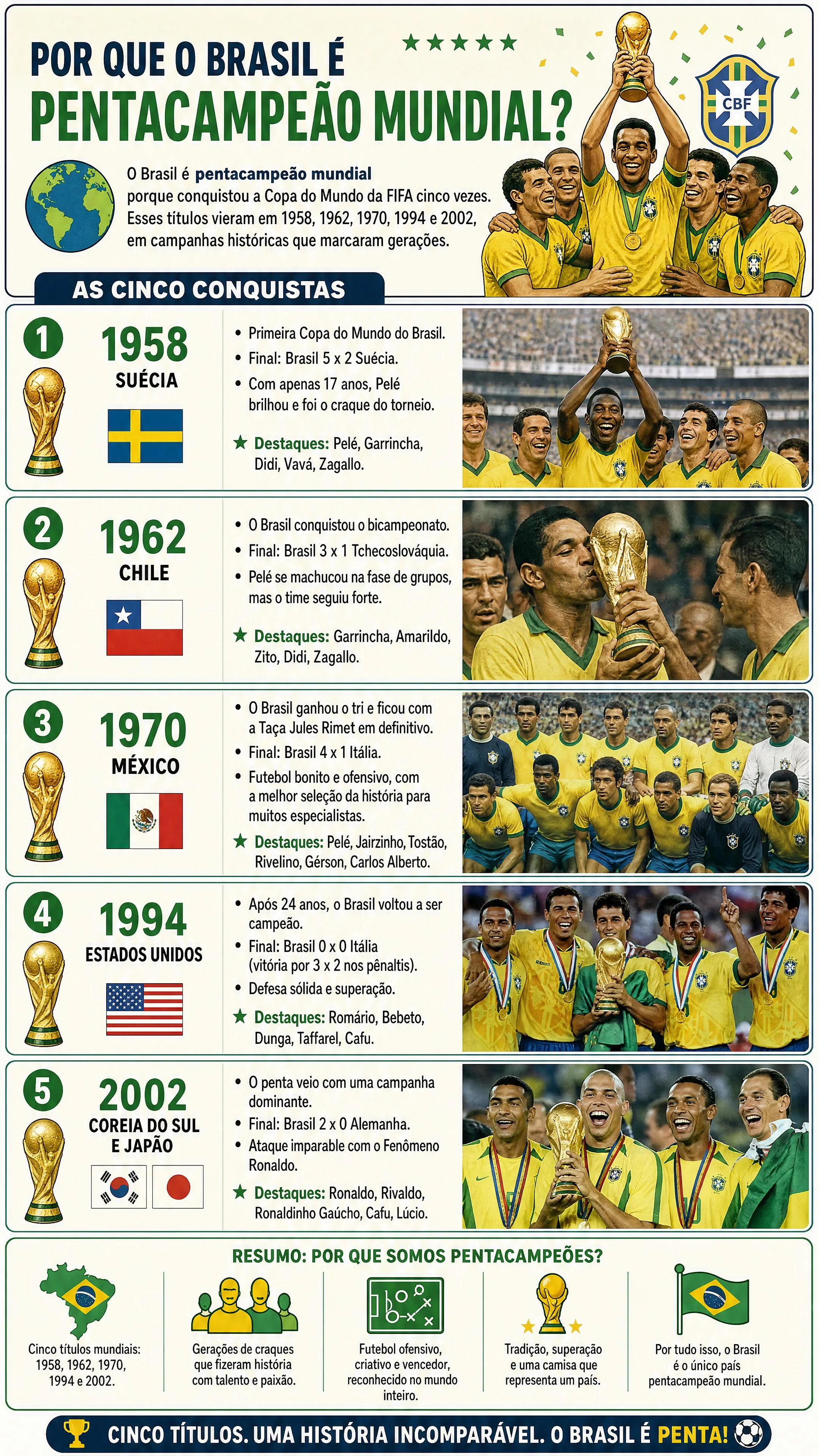 Por que o Brasil é pentacampeão mundial?