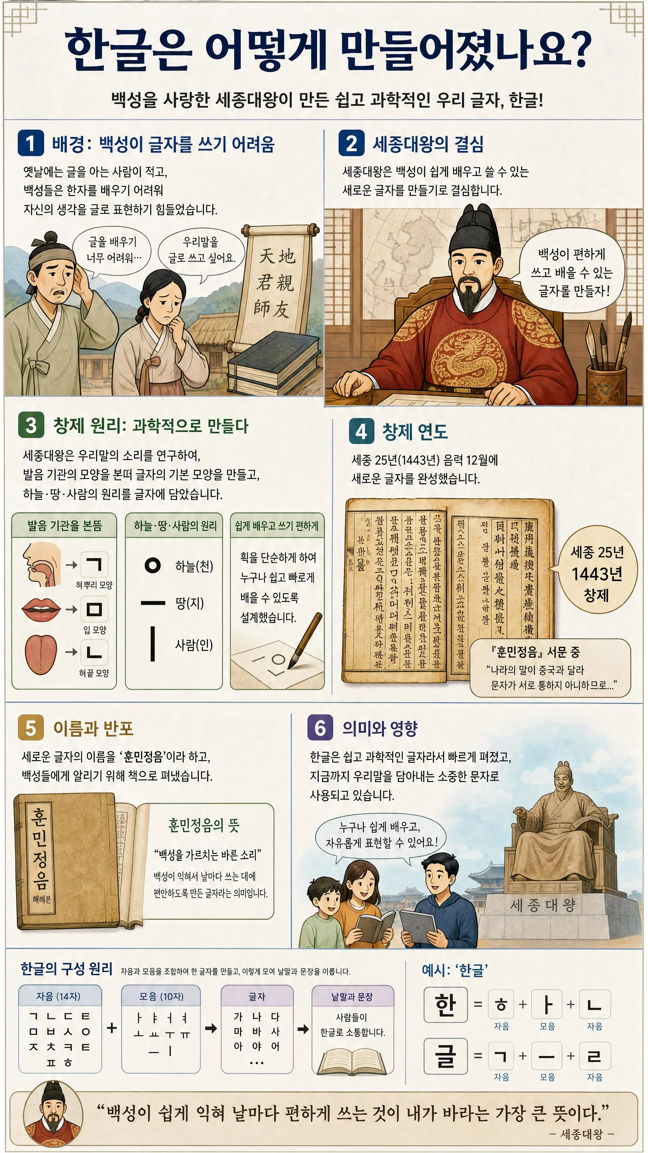 한글은 어떻게 만들어졌나요?