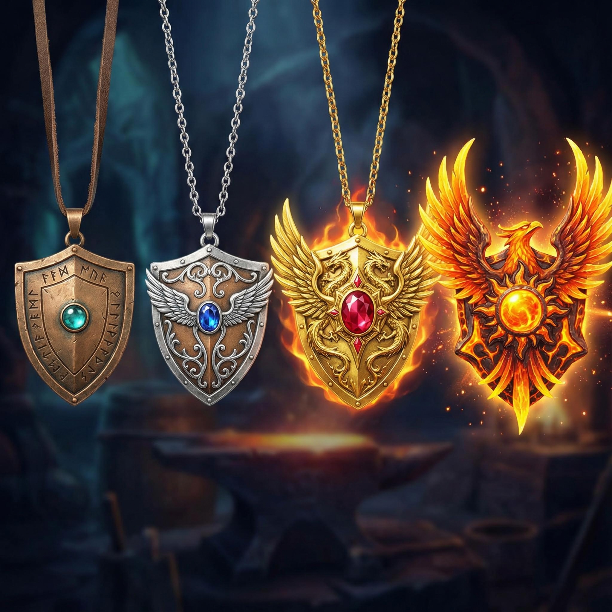 AI generated image using NANO_BANANA_PRO: Generate a set of four cool game badges, each with a unique color. The badges sh...