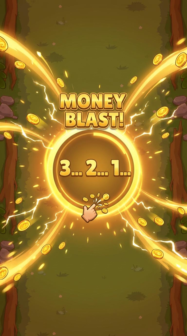 AI generated image using NANO_BANANA_PRO: Please generate a pre-cast prompt UI for a money-spraying skill in the center, a...