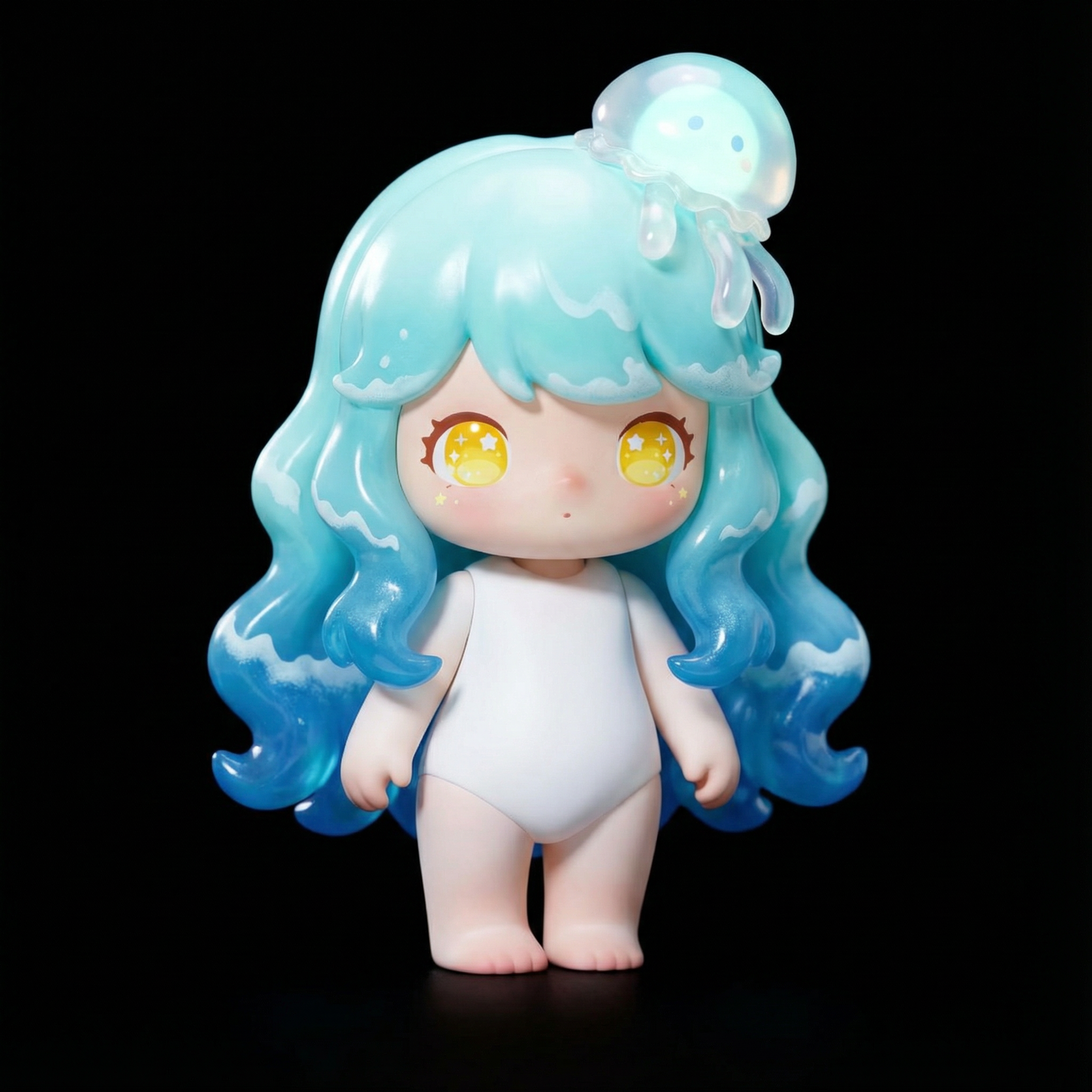 AI generated image using NANO_BANANA_PRO: Light blue medium-length hair with a gradient effect, like ocean waves. Make it ...