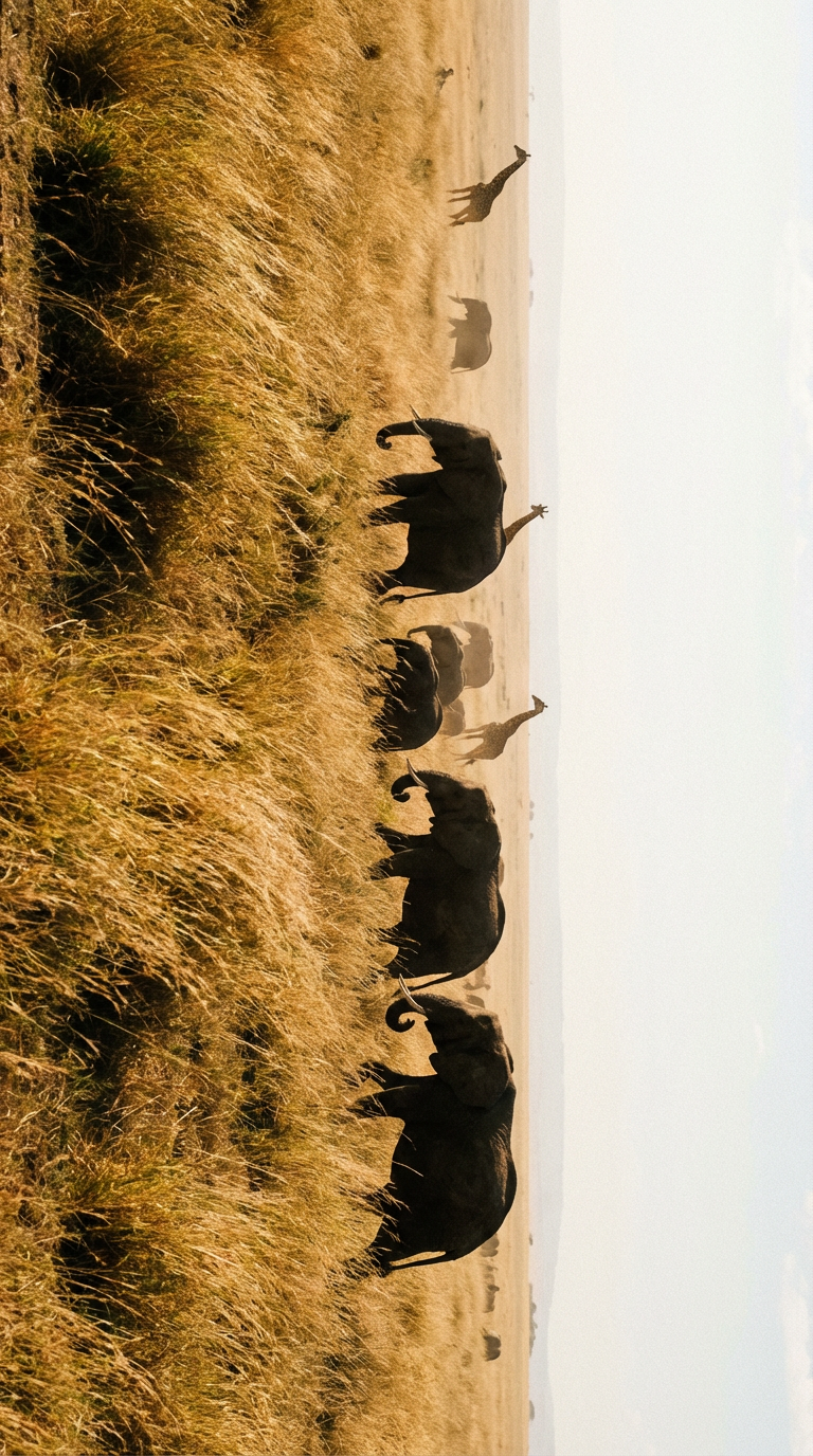 AI generated image using NANO_BANANA_PRO: Ultra realistic African savanna, midday heat, tall dry grass moving in the wind,...