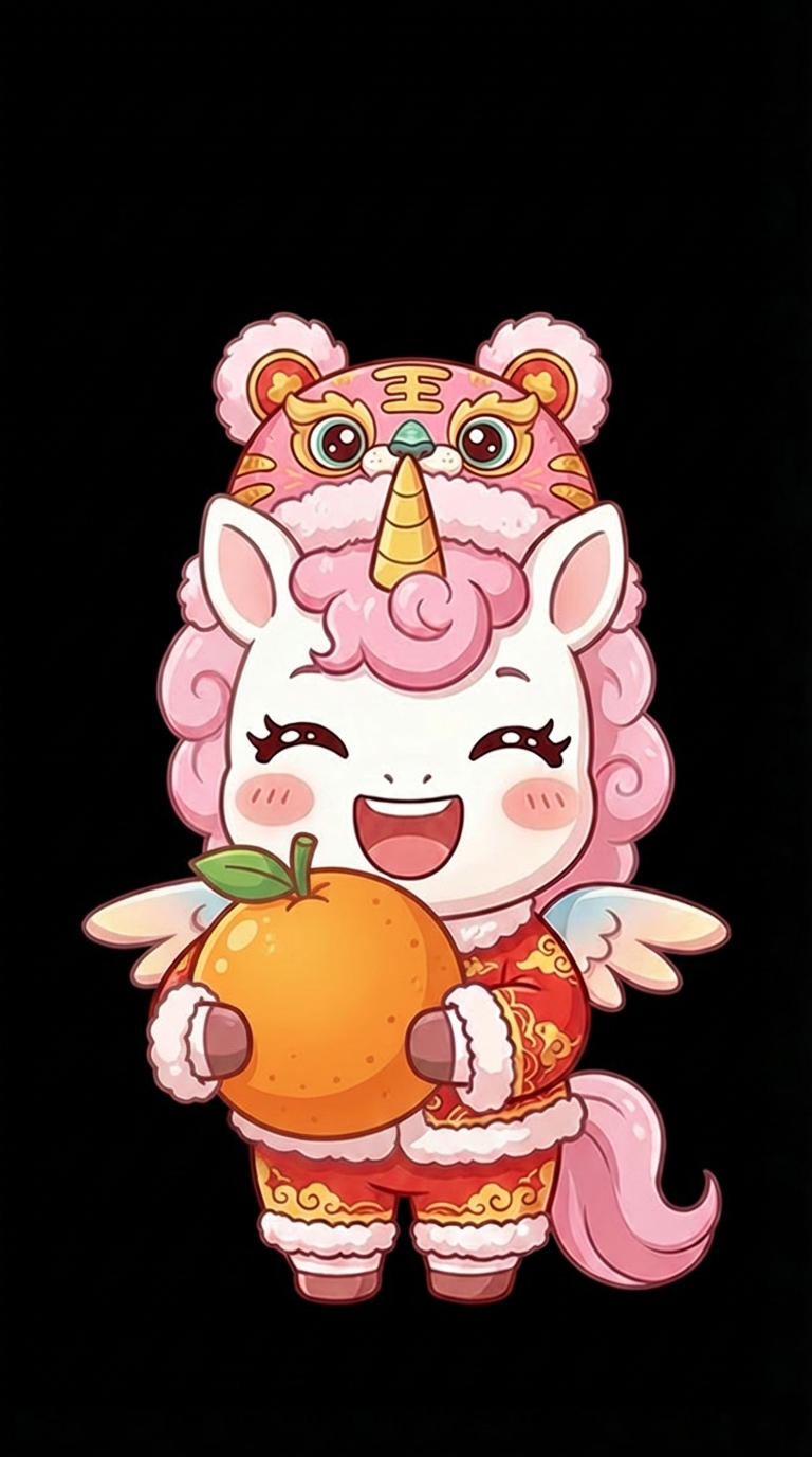 AI generated image using NANO_BANANA_PRO: Remove the lanterns from the hands and ears, hold a large orange in the hands, a...