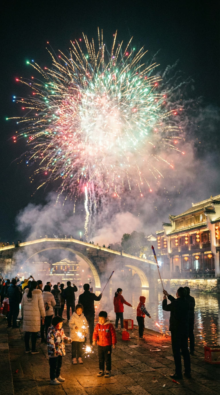 AI generated image using NANO_BANANA_PRO: Setting off fireworks