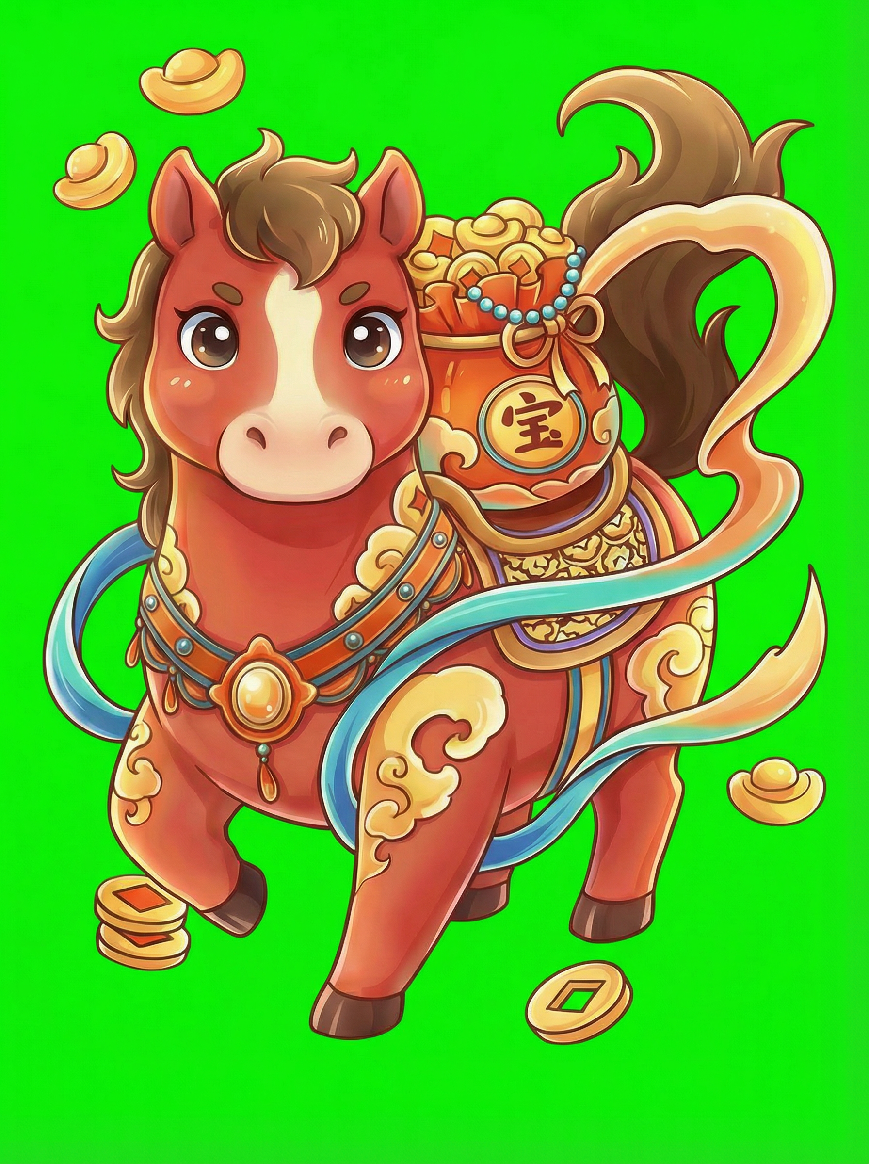 AI generated image using NANO_BANANA_PRO: Change the black parts to high-saturation pure green, the same as the background...