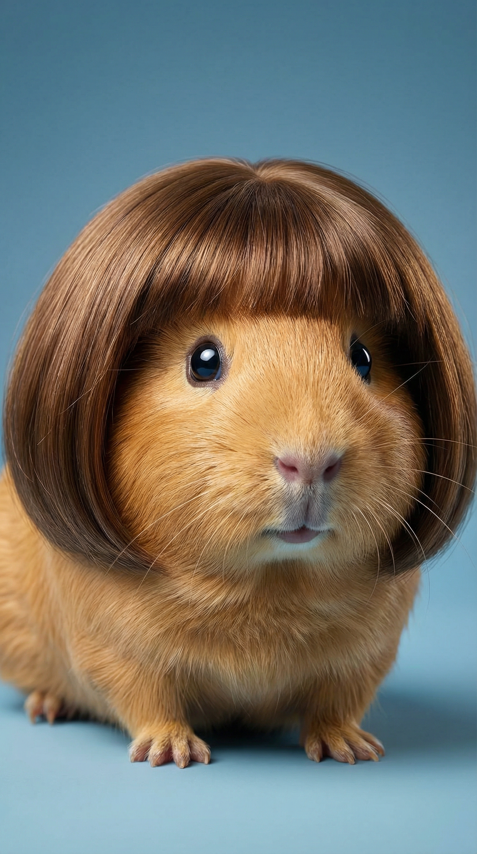 AI generated image using NANO_BANANA_PRO: A hyper-realistic studio portrait of a guinea pig with soft golden-brown fur, fa...
