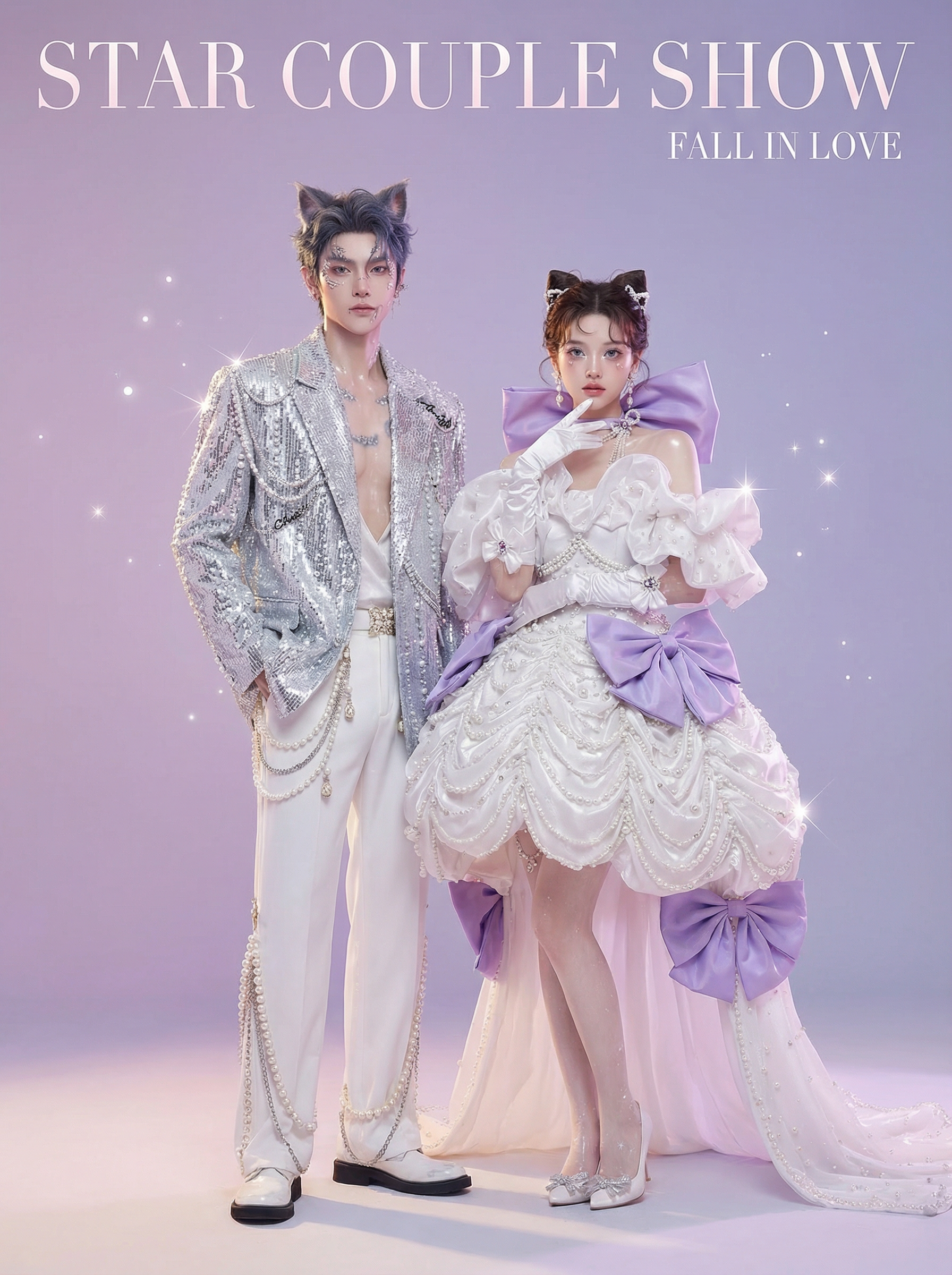 AI generated image using NANO_BANANA_PRO: I want to create a couple's fashion show for our company's celebrity stage event...